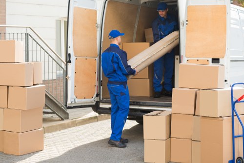 Moving van and packed boxes for a local removal in Bexleyheath