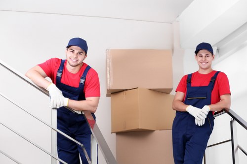 Commercial office relocation equipment prepared for transport
